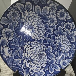 Blue and White Floral Decorative Plate